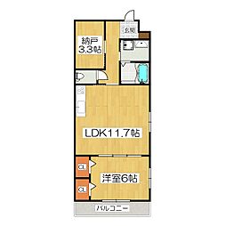 Roa Higashiyama 3階1SLDKの間取り