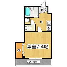 エクセレントヤマダ 1Kの間取図画像