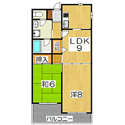 ガーデンプレイス寺岡 2DKの間取図画像