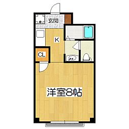 カームマンション 1Kの間取図画像