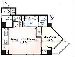 サン麻布十番 1LDKの間取図画像