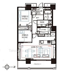ベイクレストタワー 2LDKの間取図画像