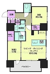 ザ・パークハウス芝御成門 2LDKの間取図画像