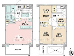 羽根木の森レジデンス 2SLDKの間取図画像