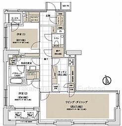 アトラス麻布台 10階 2LDKの間取図画像