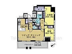 ～2025年築渋谷駅徒歩5分～プラウドタワー渋谷 2LDKの間取図画像