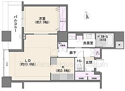 芝浦アイランドグローヴタワー 1LDKの間取図画像