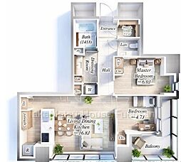 パークコート虎ノ門 2LDKの間取図画像