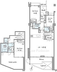 ディアナコート碑文谷 2SLDKの間取図画像