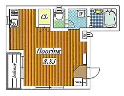 パラダイスマンション ワンルームの間取図画像