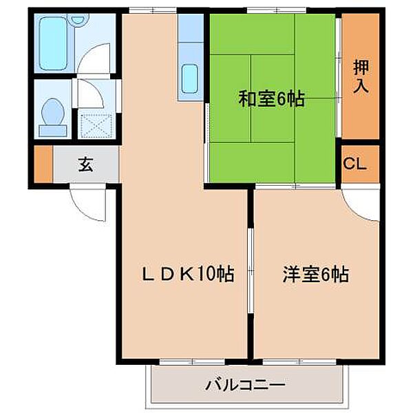 グレース東野A棟 102｜福岡県小郡市小郡(賃貸アパート2LDK・1階・45.03㎡)の写真 その2