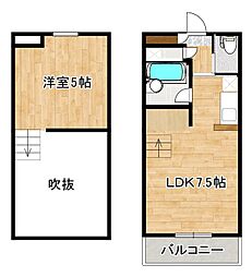カミング小郡 1階ワンルームの間取り