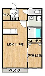 ビッグポット 1LDKの間取図画像