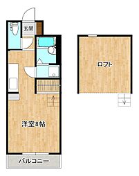 シャントキタノ ワンルームの間取図画像