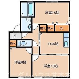 ボヌール和A 3DKの間取図画像