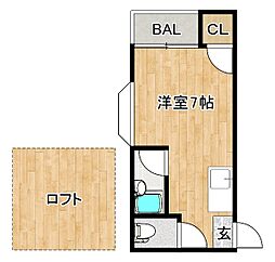 シャーミー諏訪野 ワンルームの間取図画像