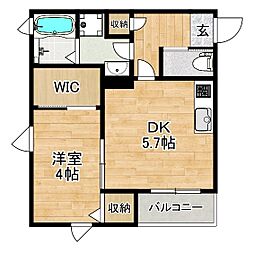 アパート 1DKの間取図画像