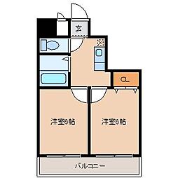 ルポ小郡駅前 2Kの間取図画像