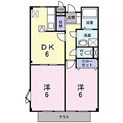 サン華 2DKの間取図画像