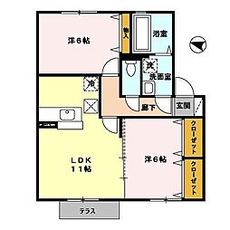 ドエル池の内 1階2LDKの間取り