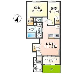 indigoblue 1階2LDKの間取り