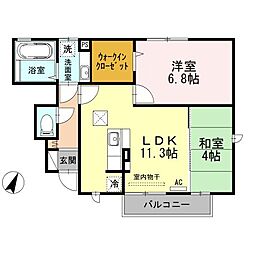 ドエル古賀弐番館 1階2LDKの間取り