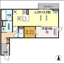 グラジオ 2階1LDKの間取り