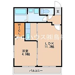 アインス繍音 2階1LDKの間取り