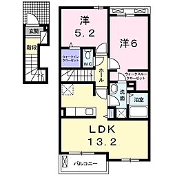 カレント大町2 2LDKの間取図画像