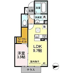 ヴィラージュ 1LDKの間取図画像
