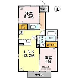 コーポ88弐番館 2LDKの間取図画像