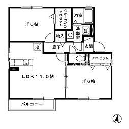 メゾン・ド・フルールC 2LDKの間取図画像