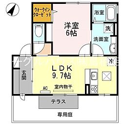 ヴィルヌーブ伍番街 1LDKの間取図画像