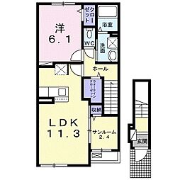 プリムローズ桜 1LDKの間取図画像