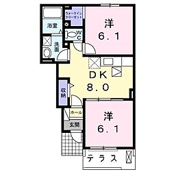 メゾン・ド・アニメートB 2DKの間取図画像