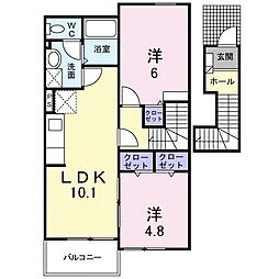 フェアリーヒルズ壱番館 2LDKの間取図画像