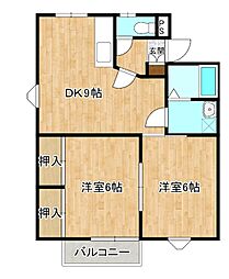 コーポニノ原A 2DKの間取図画像