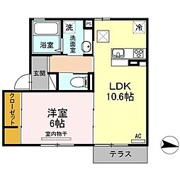 セジュール松泉2 1LDKの間取図画像