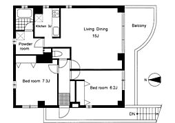 自由ヶ丘グランデ2 2LDKの間取図画像