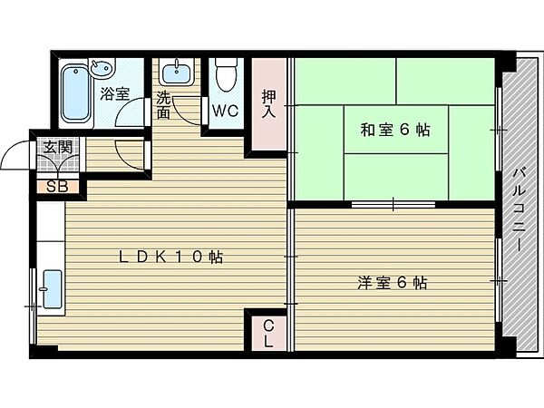 第5マンション北栄 ｜大阪府大阪市東淀川区豊里6丁目(賃貸マンション2DK・3階・48.15㎡)の写真 その4