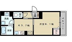 ウインザーパレス 3階1Kの間取り