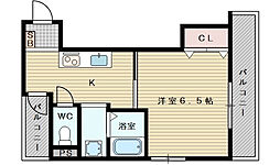 サンドリーム3 1Kの間取図画像