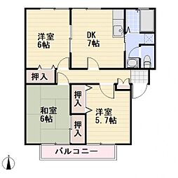 JR信越本線 長野駅 4kmの賃貸アパート 1階3DKの間取り
