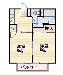 長野電鉄長野線 本郷駅 徒歩7分の賃貸アパート 1階2DKの間取り