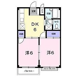JR信越本線 長野駅 徒歩34分の賃貸アパート 1階2DKの間取り