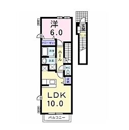 JR信越本線 長野駅 徒歩31分の賃貸アパート 2階1LDKの間取り
