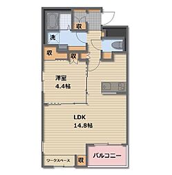 JR信越本線 長野駅 徒歩23分の賃貸マンション 1階1LDKの間取り