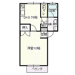 JR信越本線 長野駅 5.6kmの賃貸アパート 2階1DKの間取り