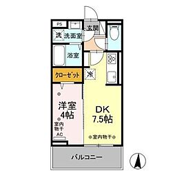 JR信越本線 長野駅 徒歩12分の賃貸アパート 3階1DKの間取り