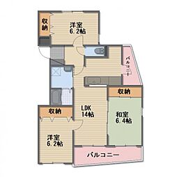 JR信越本線 長野駅 徒歩13分の賃貸マンション 3階3LDKの間取り